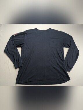 DRIFIRE Shirt Mens L Navy Blue Flame Resistant FR Long Sleeve Pocket USA Work